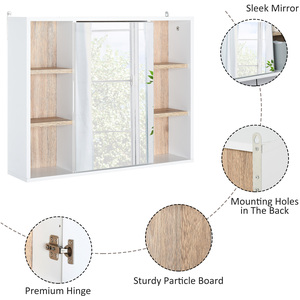 HOMCOM Bathroom Mirror Cabinet, Wall Mounted Medicine Cabinet with Shelf - White by HOMCOM