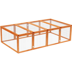 PawHut rabbit Run Wooden Rabbit Hutch Cage - Natural by PawHut