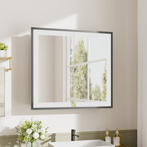 Bathroom LED Mirror Cabinet with Demister - White by Livingandhome