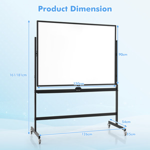 Magnetic Double Sided Whiteboard - Black by Costway