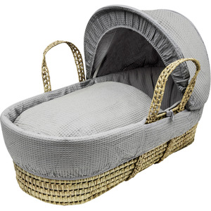 Grey Waffle Palm Moses Basket - Grey by Kinder Valley