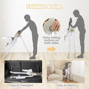 Folding Baby Highchair with Recline Footrest - Black by Costway