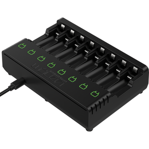 Battery Charging Dock for Rechargeable AA or AAA Batteries Holds 8 - Black by Venom