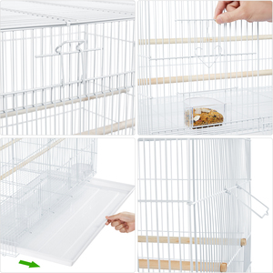 Small Birds Flight Cage with Wood Perches - White by Yaheetech