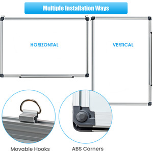 Wall Mounted Dry Erase Board - White by Costway