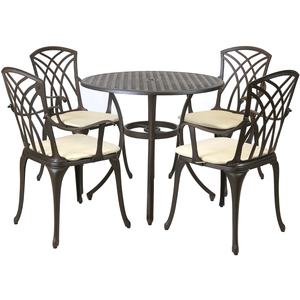Metal Cast Aluminium 5 Piece Garden Furniture Patio Set With Cushions - Black by Charles Bentley