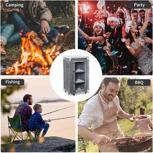 Outsunny 3-Shelf Camping Cupboard Kitchen Station - Grey by Outsunny