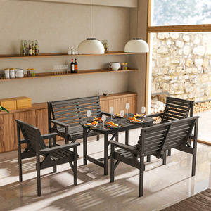 Outsunny 5 Piece Wooden Garden Dining Set - Grey by Outsunny