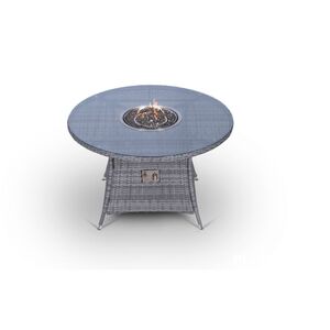 Savannah Fire Pit Round Rattan Patio Dining Set - Grey / 4 by Giardino