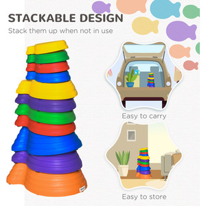 Outsunny 11-Piece Kids Balance Stepping Stones - Multicoloured by Outsunny