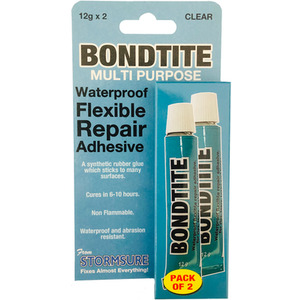 Bondtite Waterproof Flexible Repair Adhesive 12g Tube (Pack of 2) - Clear by Stormsure