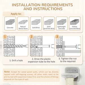 PawHut 4 Piece Wall Mounted Cat Shelves - Grey by PawHut