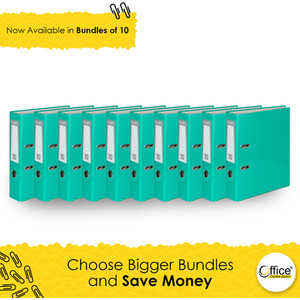 10x A4 Large 75mm Lever Arch File Folder Metal Edge Stationery Document Archive - Turquoise by Office Centre.direct