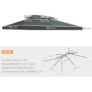 Outsunny Patio Gazebo Tent Cover Replacement by Outsunny
