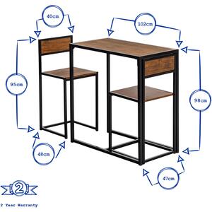 Industrial 2 Seater Breakfast Bar Set - Brown by Harbour Housewares