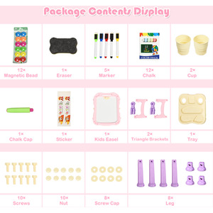 Kids Art Easel Double Sided Chalkboard Whiteboard - Pink by Costway