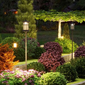 Outsunny Waterproof Garden Lamp Post Lights - Black by Outsunny