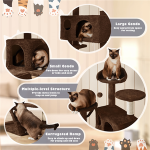 Multilevel Cat Tree with Scratching Posts - Brown / 137cm by Yaheetech