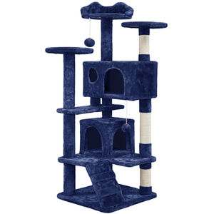 Multilevel Cat Tree with Scratching Posts - Navy Blue / 137cm by Yaheetech