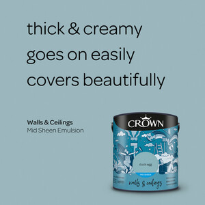 Crown Walls and Ceilings Mid Sheen Emulsion - Duck Egg / 2.5l by Crown Paints