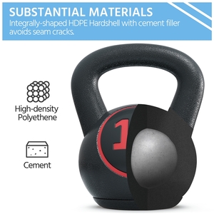 Set of 3 HDPE Kettlebell Set with Storage Rack - Black by Yaheetech