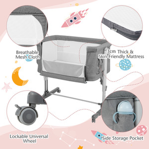 3-in-1 Baby Bedside Bassinet by Costway