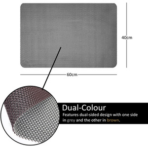 Reversible Dual-Colour PVC Shower Mat - Grey/Brown / 60cm x 40cm by Nicoman