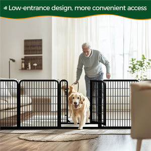 8 Panels Metal Dog Playpen Pet Exercise Barrier - Black / Medium by Yaheetech