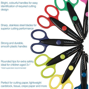 Set of 8 Paper Edgers Scissors Multicoloured, Assorted. - Multi Coloured by Trimits