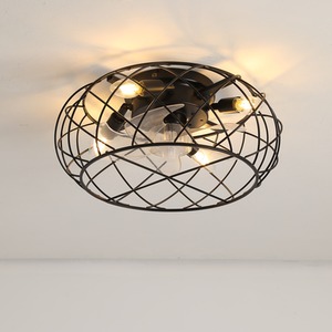 Ceiling Fan Light with Black Cage Design - Black by Livingandhome