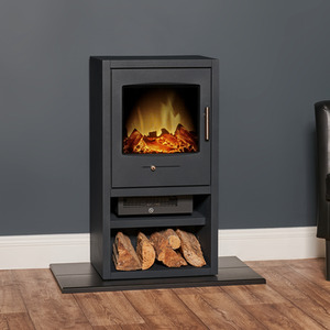 Adam Bergen XL Electric Stove in Charcoal Grey with Angled Stove Pipe in Black - Grey by Adam