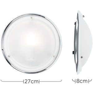 Modern IP44 Silver Chrome And Glass Flush Bathroom Ceiling Light - Silver by ValueLights