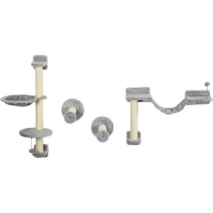 PawHut 4 Piece Wall Mounted Cat Shelves - Grey by PawHut