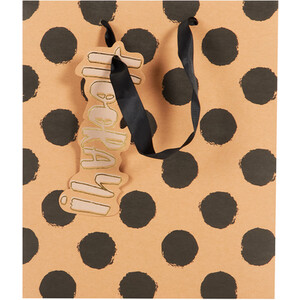 Pack of 3 Patterned Kraft Gift Bags - Black and Brown