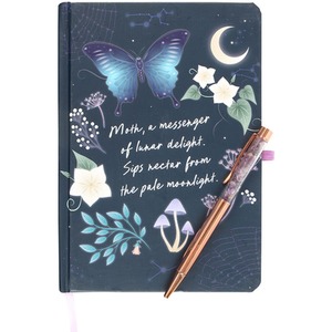 Midnight Moth Journal with Amethyst Pen - A5 by Kingsbury Gifts