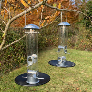 Heavy Duty Aluminium Bird Seed Feeder with 4 Feeding Ports - Silver by Selections
