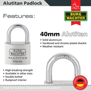 Alutitan Aluminium Padlock - Silver / 40mm by Burg-Wachter
