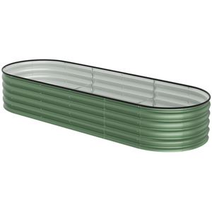 Silver Galvanized Steel Oval Raised Garden Bed by Livingandhome
