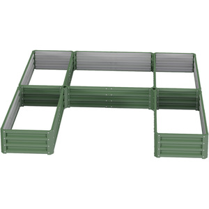 U-shaped Metal Garden Flower Bed with 5 Compartments by Livingandhome