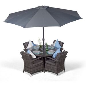 Arizona Round Rattan Patio Dining Set - Grey / 9 by Giardino