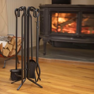 Neo Black Fireplace Fireside 5 Piece Set including Stand - Black by Neo