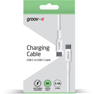 USB-C to USB-C Charging Cable 3M - White by Groove