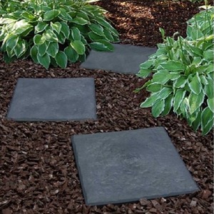 Square Stomp Stone Grey Slate Stepping Stone Recycled Rubber 30cm - Graphite / 1 by Primeur