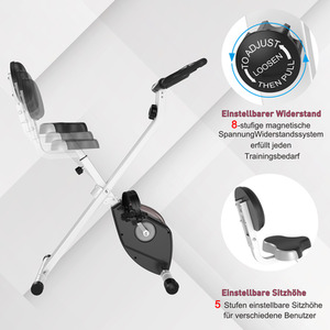 HOMCOM Magnetic Resistance Foldable Exercise Bike - Grey by HOMCOM