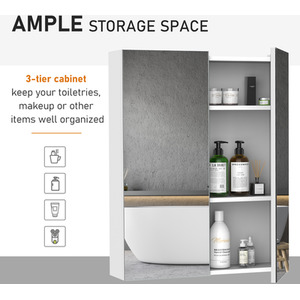 Wall Mount Mirror Cabinet Bathroom Storage - White