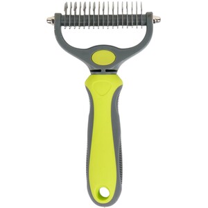 Double Sided Pet Rake - Green by Clever Paws