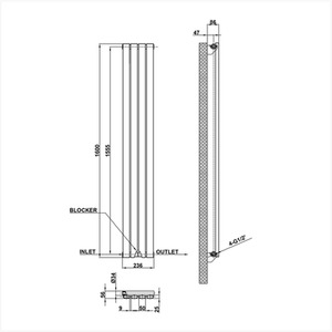 Vertical Oval Column Radiator Central Heating Rad 1600x236mm Single Black - Black by AicaBathroom