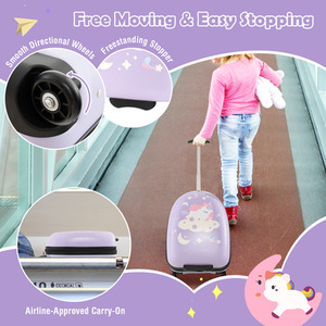 16'' Kids Carry-On Luggage-Purple - Purple by Costway