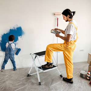 2 Step Folding Ladder-White - White by Costway