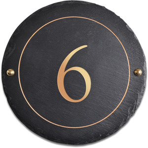 Rustic round slate number 6 by The house nameplate company
